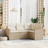 Maison Chic Seti vrtnega pohištva - Vrtna garnitura - Vrtni pohištvo set 4-delna z blazinami bež poli ratan, (21809316) | Shoptok.si