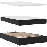 vidaXL Otomanski posteljni okvir z vzmetnico črn 120x190 cm um. usnje | Shoptok.si