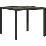  Vrtni stol sa staklenom pločom crni 90x90x75 cm od poliratana | shoptok.hr