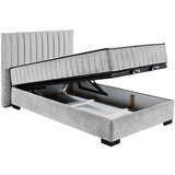 MID.YOU POSTELJA Z VZMETNICO 120 cm x 200 cm , tekstil, leseni material svetlo siva | Shoptok.si
