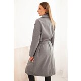 Kesi Włoski Women's suede coat tied at the waist gray | Shoptok.si