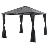 vidaXL Paviljon z zaveso aluminij 3x3 m črn Cene