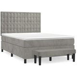 The Living Store Box spring postelja z vzmetnico svetlo siva 140x200 cm žamet - Box Spring Postelja, (21491081) | Shoptok.si