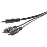 Činč/JACK audio priključni kabel [2x činč utikač - 1x JACK utikač 3.5 mm] 3 m crn