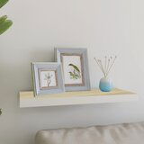 Maison Chic Stenska polica - Viseča Polica barva hrasta in bela 60x23,5x3,8 cm MDF, (21784698) | Shoptok.si