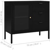 vidaXL Komoda crna 75 x 35 x 70 cm od čelika i kaljenog stakla | shoptok.hr