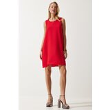  Women's Red Sleeveless Linen Viscose A-Line Dress | ePonuda.com