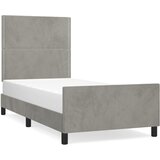 The Living Store Posteljni okvir z vzglavjem svetlo siv 90x190 cm žamet - Posteljni Okvir Z Vzglavjem, (21492460) | Shoptok.si