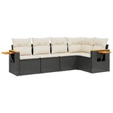 Maison Chic Seti vrtnega pohištva - Vrtna garnitura - Vrtni pohištvo set 5-delna z blazinami črn poli ratan, (21815787) | Shoptok.si