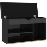 vidaXL Klop za čevlje z blazino visok sijaj črna 80x30x47 cm | Shoptok.si