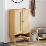vidaXL Omarica za čevlje SENJA videz ratana rjava 59,5x35x107 cm les | Shoptok.si