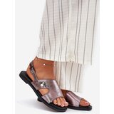 VINCEZA Flat Ladies Sandals With Decorative Detail Silver 17378 | Shoptok.si
