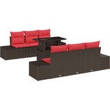  Set sofe s jastukom 7 pcs Smeđa i crvena poliratan | shoptok.hr