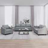  3-dijelni set sofa s jastucima svjetlosivi od tkanine | shoptok.hr
