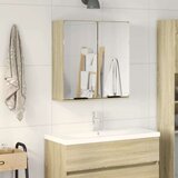 vidaXL Kopalniška omarica z ogledalom sonoma hrast 64,5x20x66,5 cm | Shoptok.si