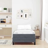 Box Postelja z vzmetnico z vzmetnico Temno siva 80 x 220 cm blago, (5000124041) | Shoptok.si