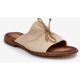 Zazoo 2659 Leather Women's Slippers Beige | Shoptok.si