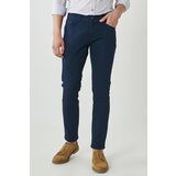 ALTINYILDIZ CLASSICS Men's Navy Blue Slim Fit Slim Fit Dobby 5-Pocket Casual Flexible Trousers Cene