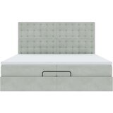 vidaXL Otomanski posteljni okvir z vzmetnicami siv 200x200cm žamet | Shoptok.si