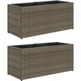 vidaXL vrtna korita z 2 loncema 2 kosa siva 72x30x32 cm poli ratan, (21317216) | Shoptok.si