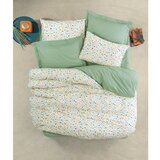 Lola green greenwhiteorangedark blue ranforce super king quilt cover set (fr) Cene