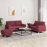  3-dijelni set sofa s jastucima crvena boja vina od tkanine | Eponuda.com