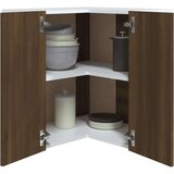 Viseći Viseča kotna omarica rjavi hrast 57x57x60 cm konstruiran les, (20716530) | Shoptok.si