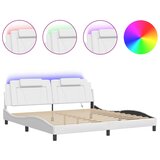 vidaXL Posteljni okvir z LED lučkami bel 200x200 cm umetno usnje, (21094971) Cene