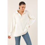 Bigdart 4512 Striped Oversize Sweater - White