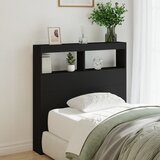 Ormarić za uzglavlje s LED svjetlima crni 100 x 17 x 102 cm | shoptok.hr
