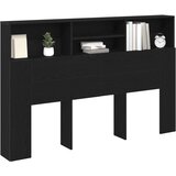 vidaXL Glava kreveta s ormarom u crnom hrastu - 160x19x103.5 cm napravljena od inženjerskog drva | shoptok.hr