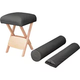  Zložljiv masažni stolček z 12 cm debelim sedežem 2 blazini črn