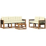 vidaXL Zunanja garnitura za sedenje z blazino 6 pcs Naravna in smetana, (5000273019) | Shoptok.si
