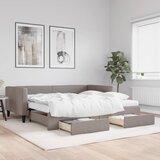  Dnevni krevet na razvlačenje smeđesivi 100 x 200 cm od tkanine | shoptok.hr
