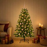  Umjetno božićno drvce srednje zeleno s kuglicama 180 cm - Srednje zelena Ø 90 x 180 cm s 300 LED dioda i ružičastim lopticama | shoptok.hr