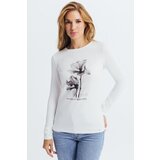 Legendww bela zenska majica sa cvetnim printom i natpisom | ePonuda.com