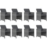  9-dijelni vrtni blagovaonski set s jastucima sivi od poliratana Siva 109 cm table length | shoptok.hr