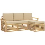  Set vanjskih sofa 4 pcs Bijela i bež 193,5 x 122,5 x 73 cm | shoptok.hr