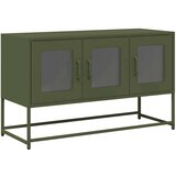 vidaXL TV omarica olivno zelena 100,5x39x60,5 cm Hladno valjano jeklo | Shoptok.si
