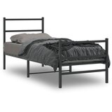 Metalni okvir kreveta s uzglavljem i podnožjem crni 75 x 190 cm | shoptok.hr