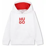 Hugo Otroški pulover bela barva, s kapuco