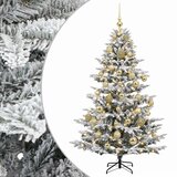  Umjetno božićno drvce s kuglicom 150 cm 150 LED lampica - Zelena i bijela 150 cm s LED žaruljama i zlatnim kuglicama | shoptok.hr
