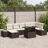 vidaXL set od 8 dijelova vrtnih sofa s jastučićima smeđi poli ratan | shoptok.hr
