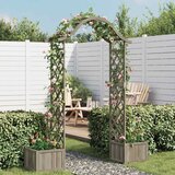 Maison Chic Vrtna pergola s cvetličnima korito - Lonček za rožema siva iz trdnega lesa jelke, (22057455) | Shoptok.si