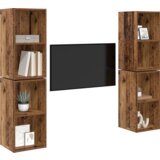 vidaXL TV Kabinet za Zid 4 pcs Staro drvo 37 x 37 x 72 cm | shoptok.hr