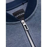 Ombre Men's pique knit bomber sweatshirt - navy blue | shoptok.hr