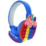 OXE Bluetooth brezžične otroške slušalke Pop It, samorog, modre