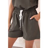 Kesi Włoski Women's punto set with short sleeves and shorts khaki | shoptok.hr
