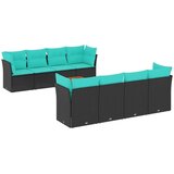  Vrtna garnitura - 9-dijelni set vrtnih sofa od poliratana s jastucima crni - Crna 4x corner+4x centre+1x garden+12x back+8x seat | shoptok.hr