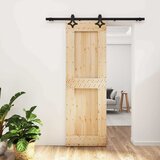  Klizna vrata Prirodna i crna 70 x 210 cm Čvrsta borovina | shoptok.hr